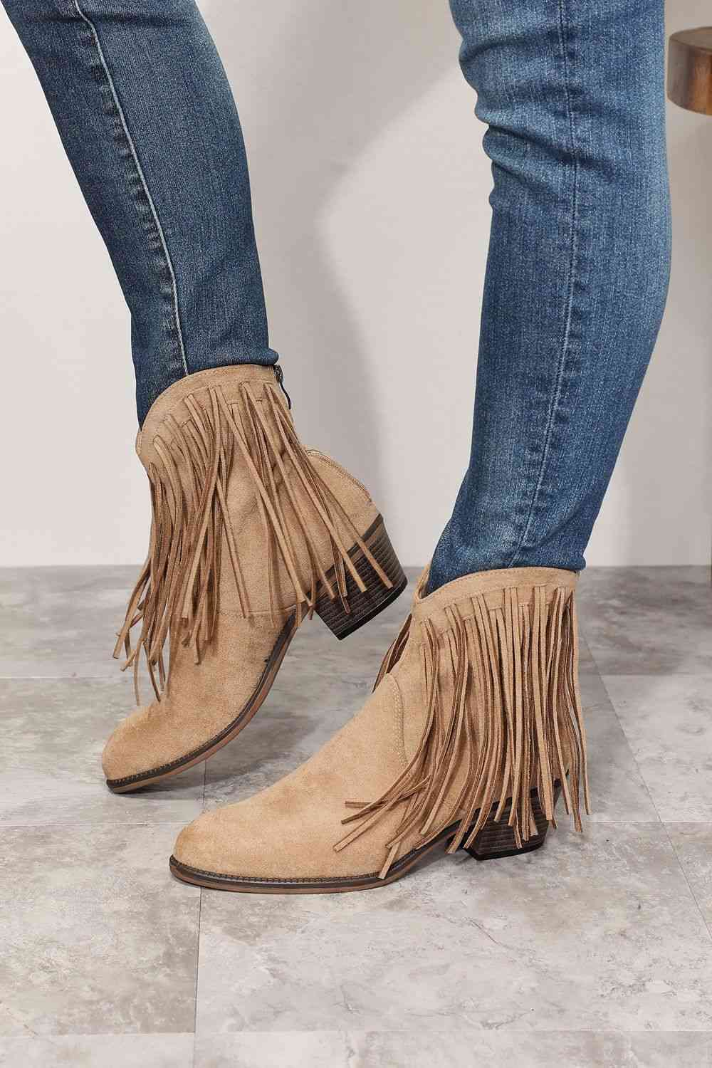 Fringe Western Ankle Boots