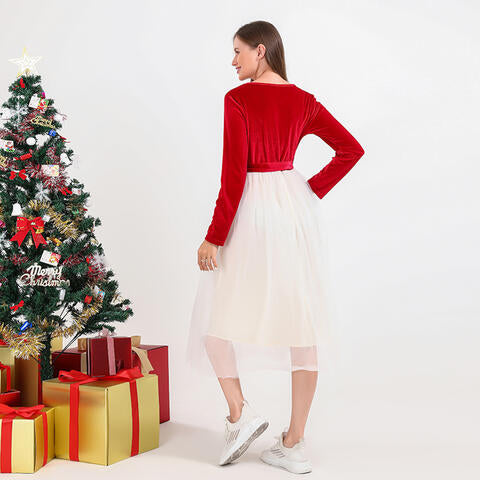 Christmas Tie Waist Dress