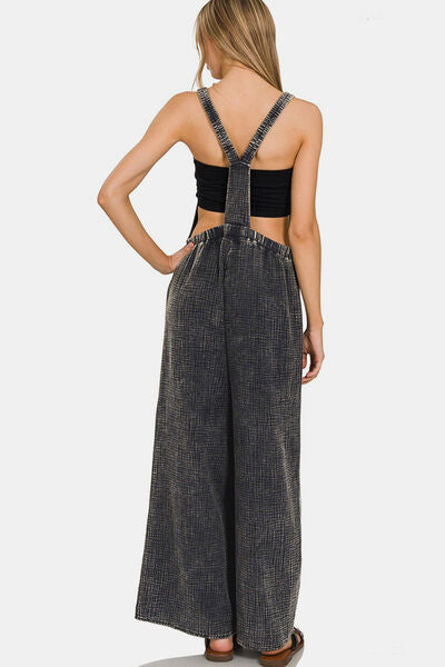 Double Gauze Wide Leg Overalls