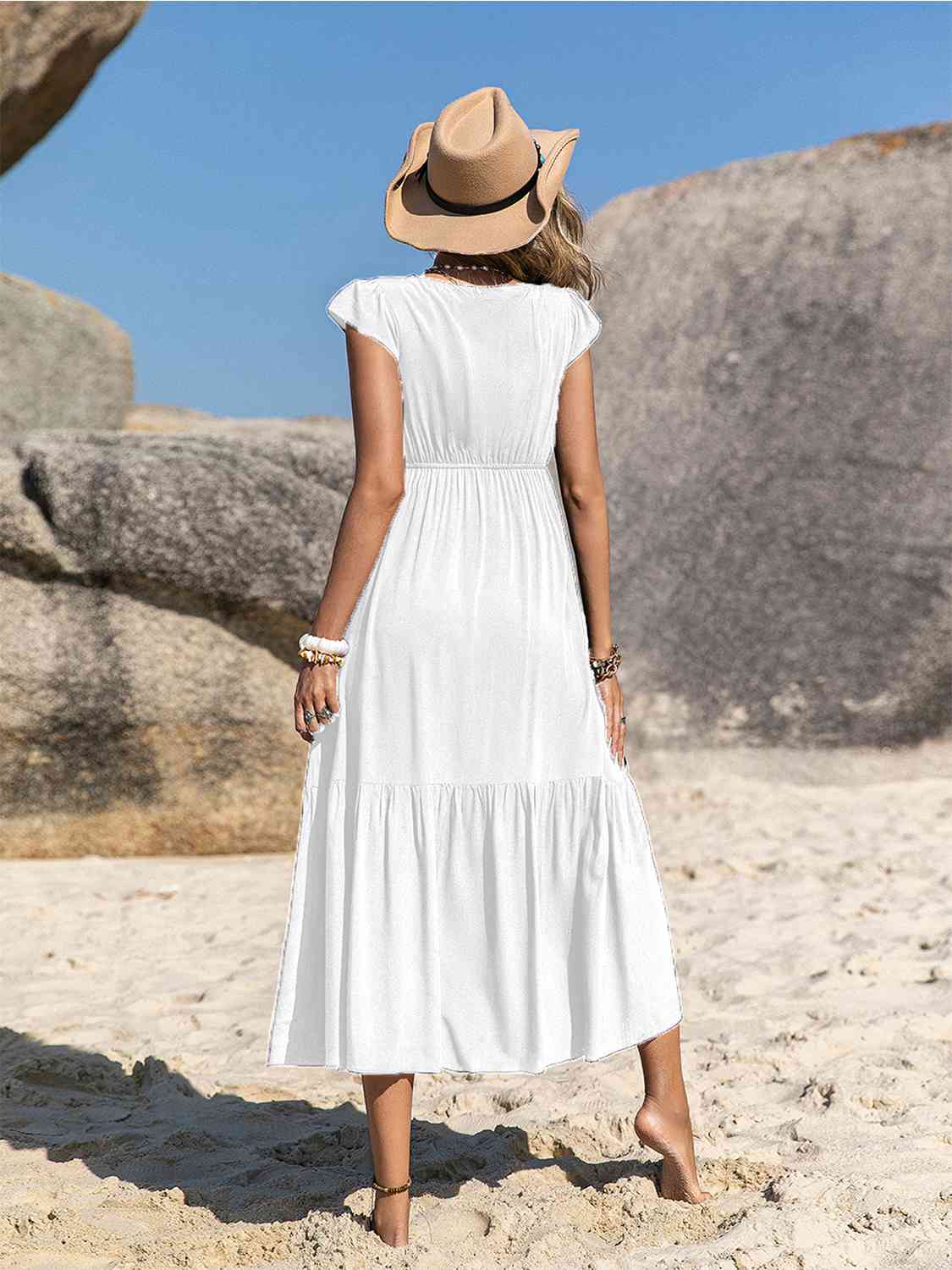 Embroidered Ruffle Dress