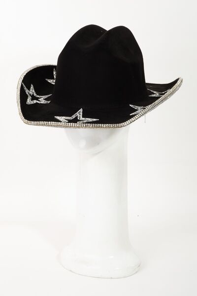 Rhinestone Star Faux Suede Hat