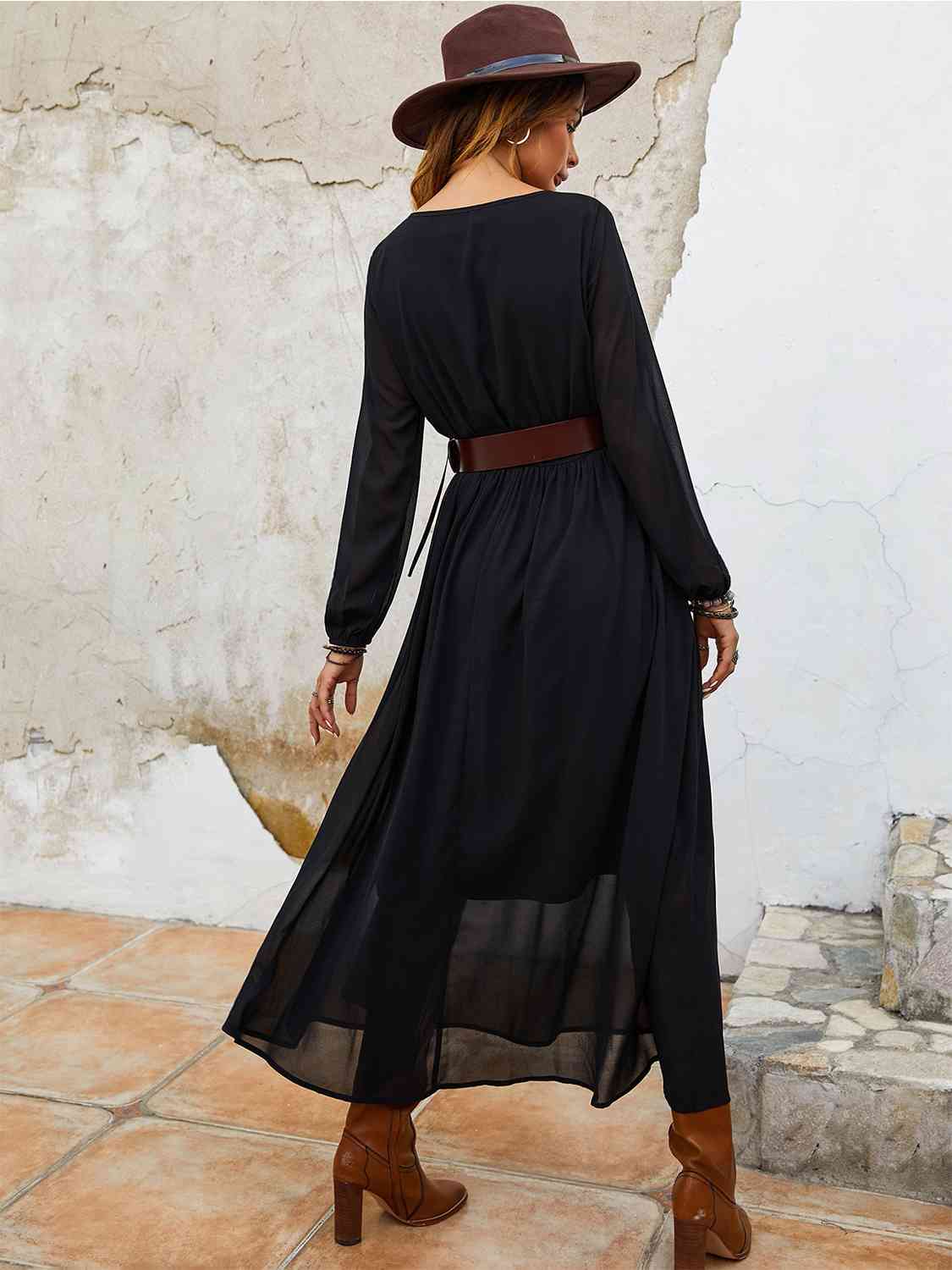 Flower Balloon Sleeve Dress