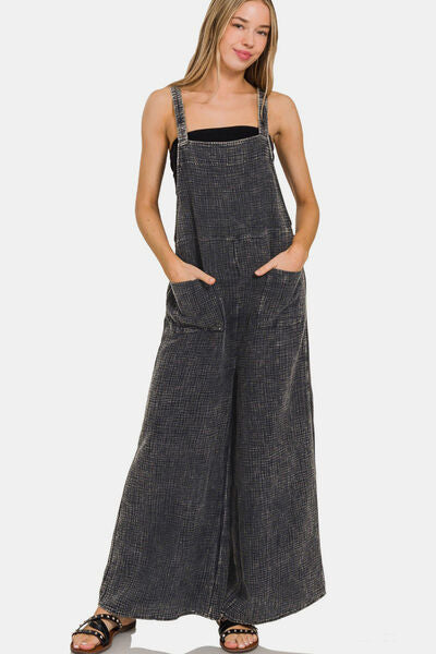 Double Gauze Wide Leg Overalls