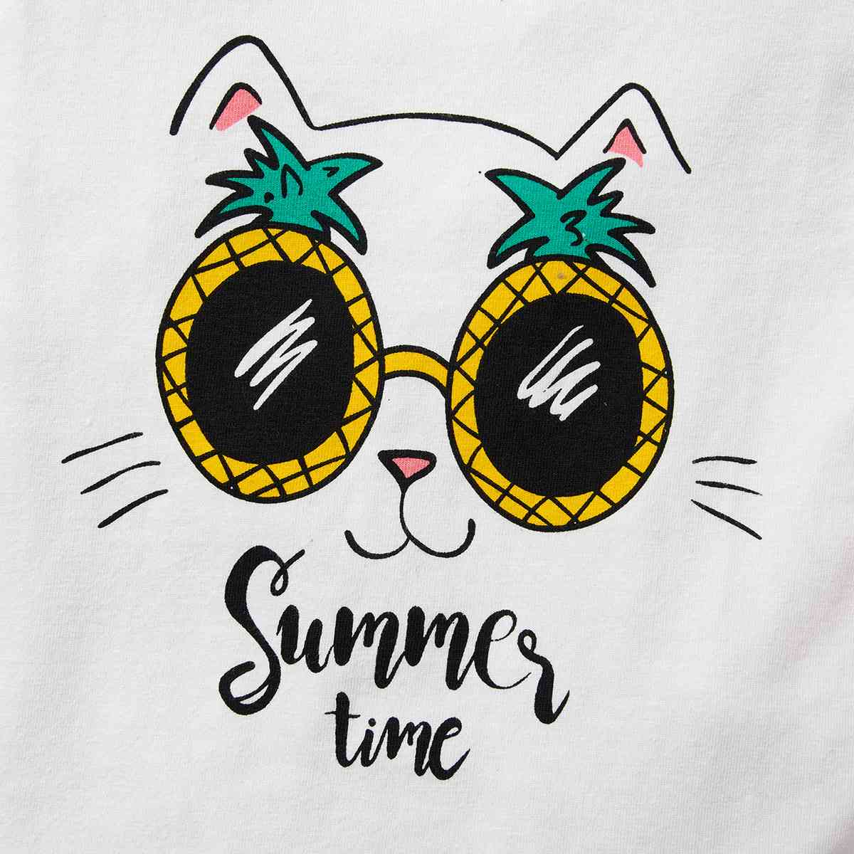 Bodysuit and Pineapple Graphic Shorts Set