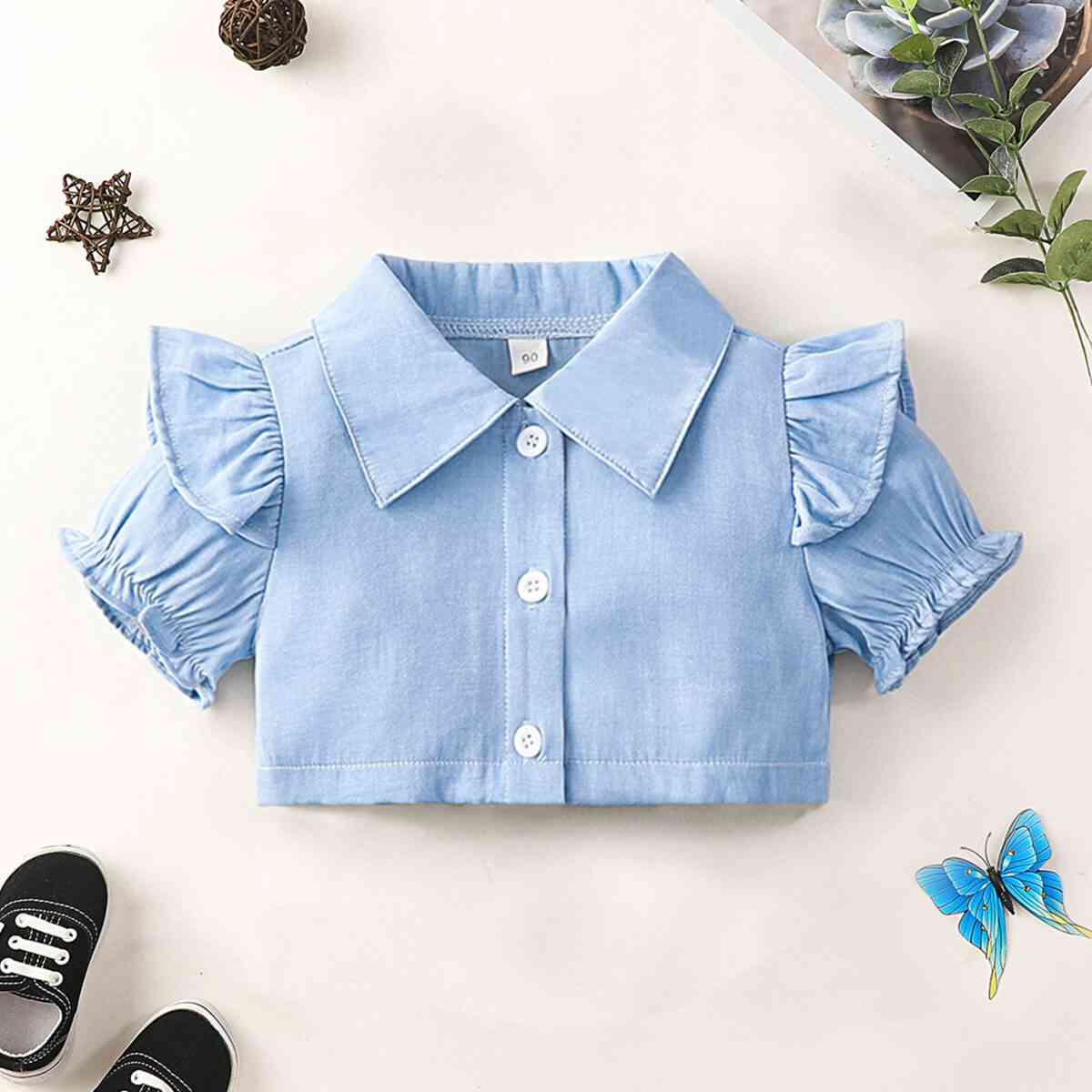 Ruffle Top and Butterfly Applique Skirt Set