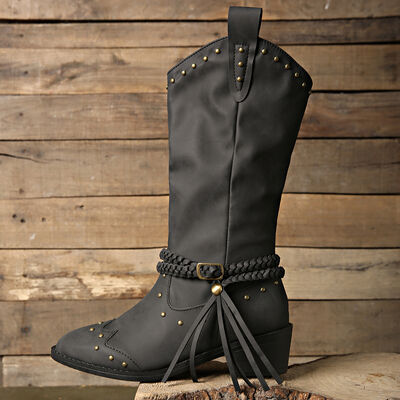 Vegan Leather Studded Boots