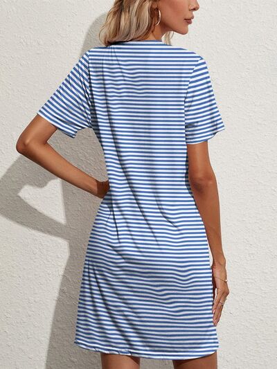 Pocketed Striped Dress