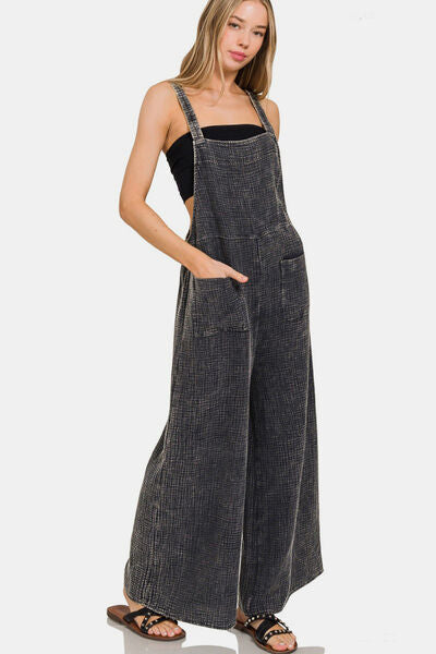 Double Gauze Wide Leg Overalls