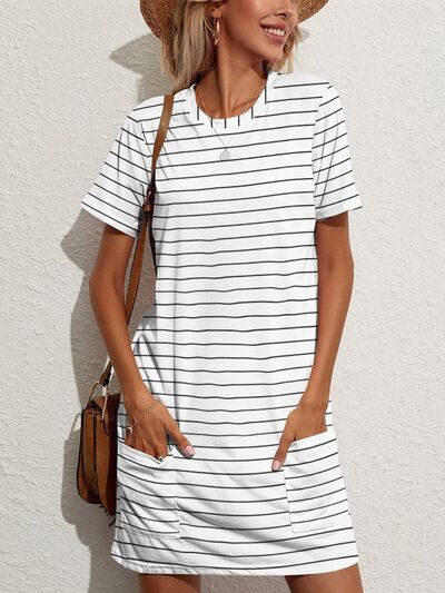 Pocketed Striped Dress