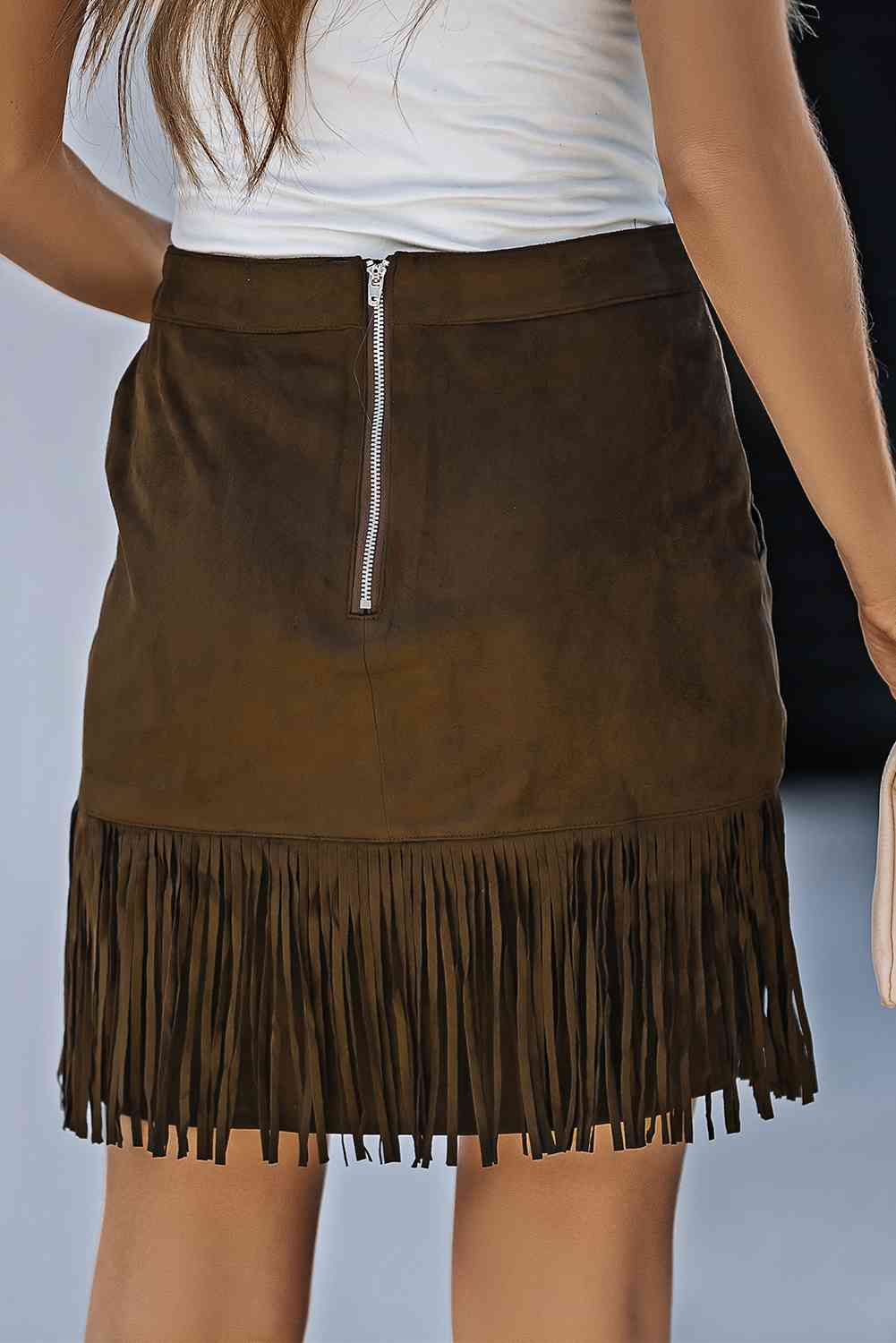 Fringe Skirt with Pockets
