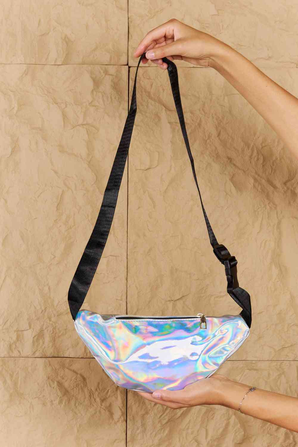 Holographic Double Zipper Fanny Pack