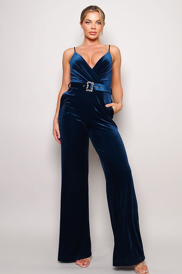 Samba Velvet Jumpsuit in Teal