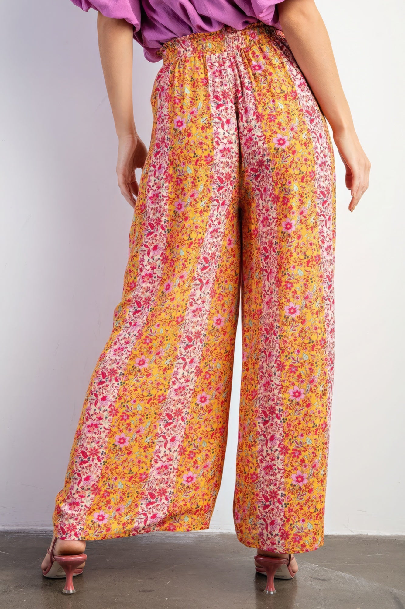 Apricot Floral Palazzo Pants