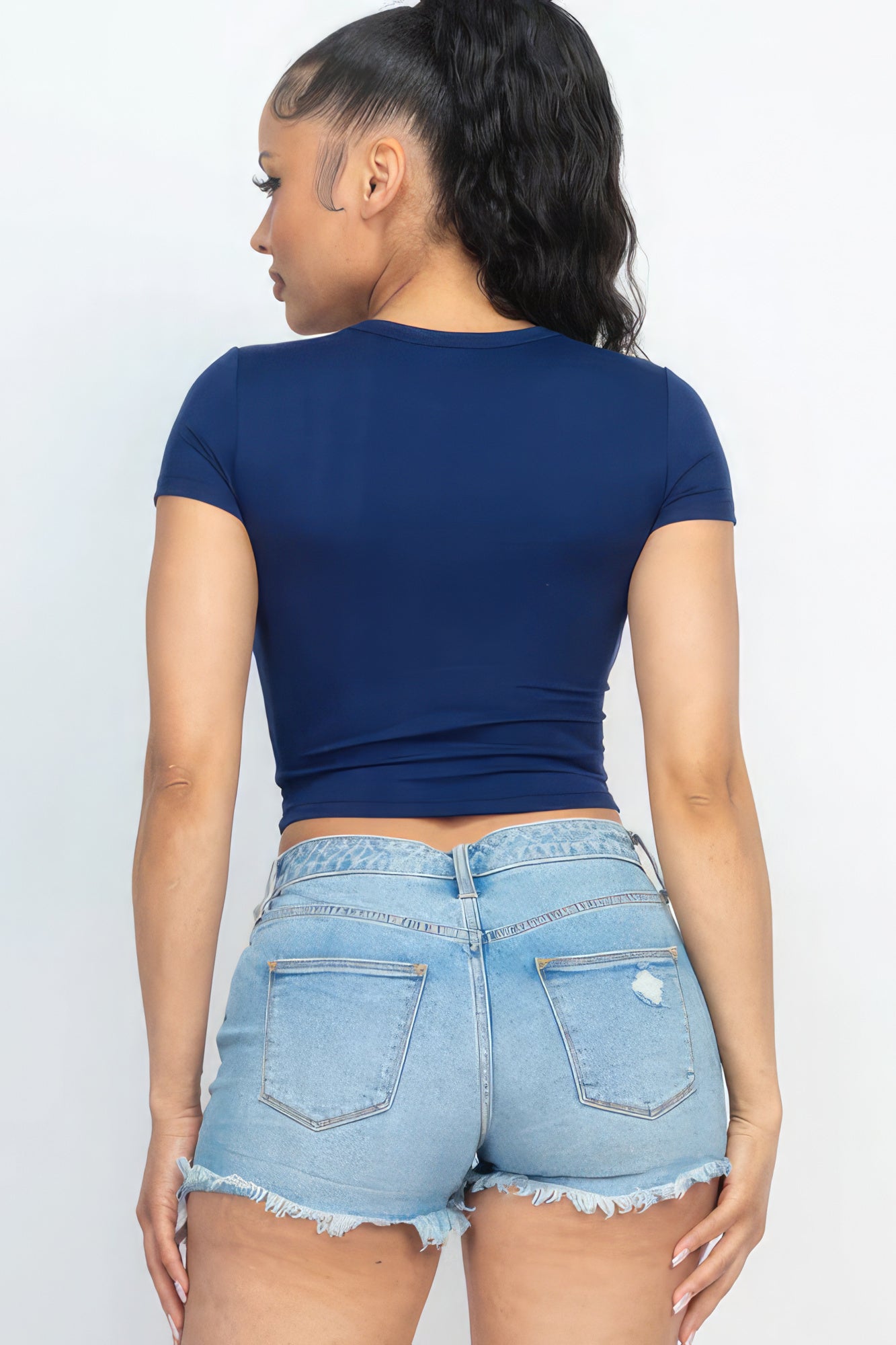 Navy Crop Top