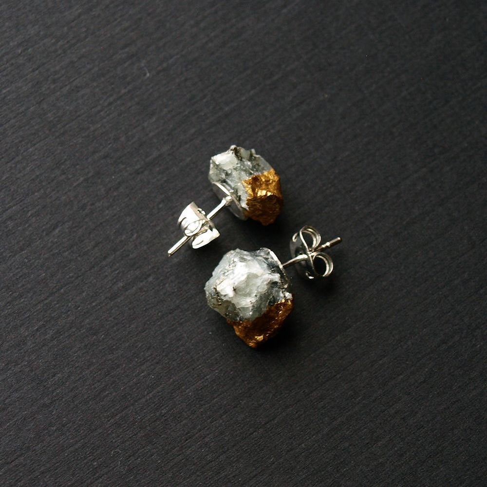 Gold & Raw Emerald Earrings