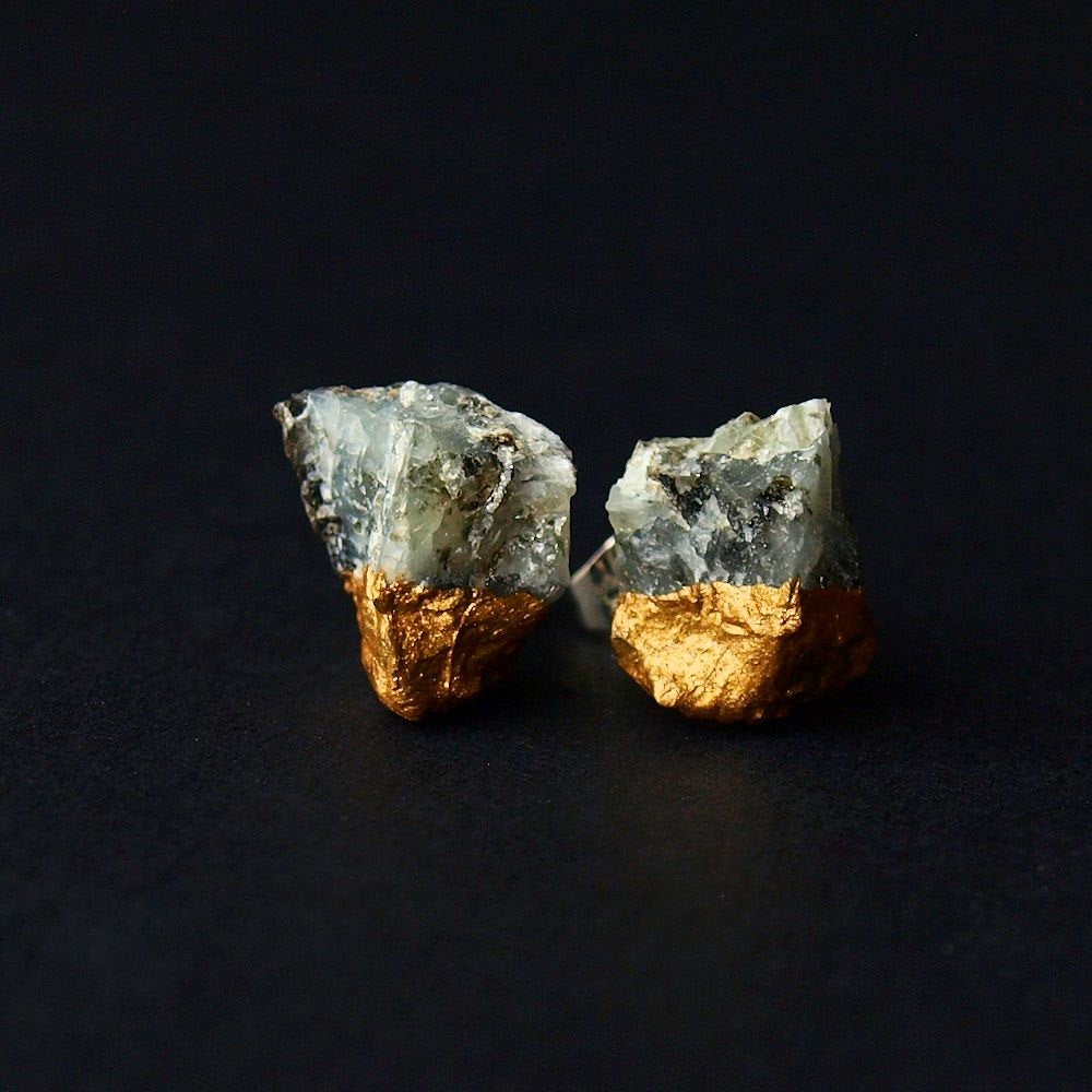 Gold & Raw Emerald Earrings