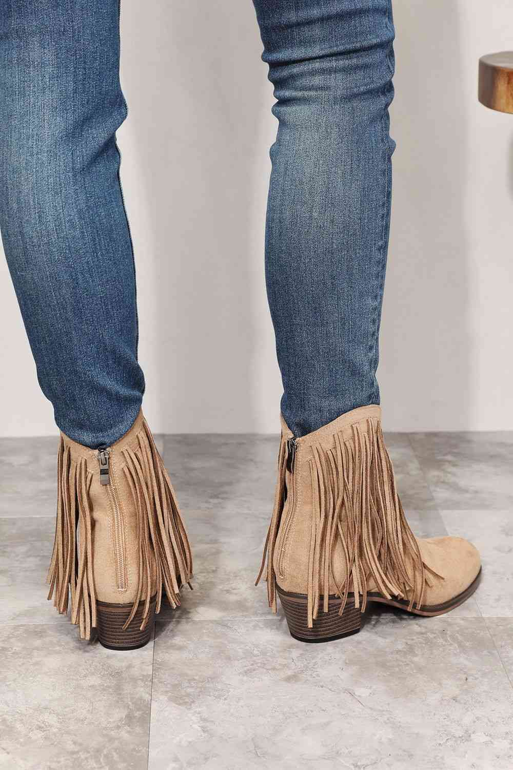 Fringe Western Ankle Boots