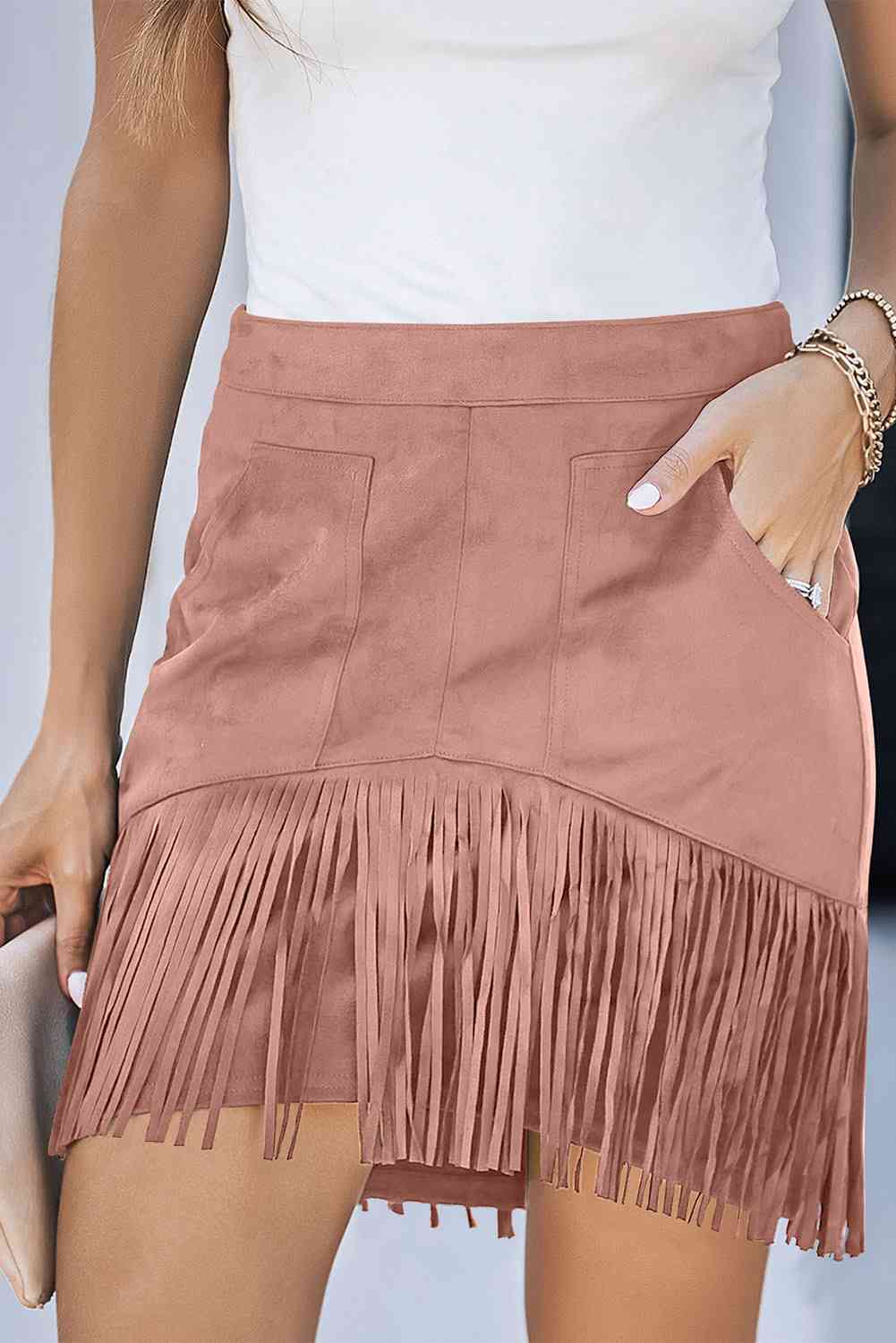 Fringe Skirt with Pockets