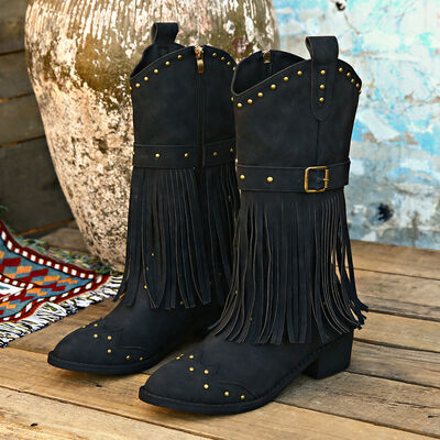 Studded Fringe Boots