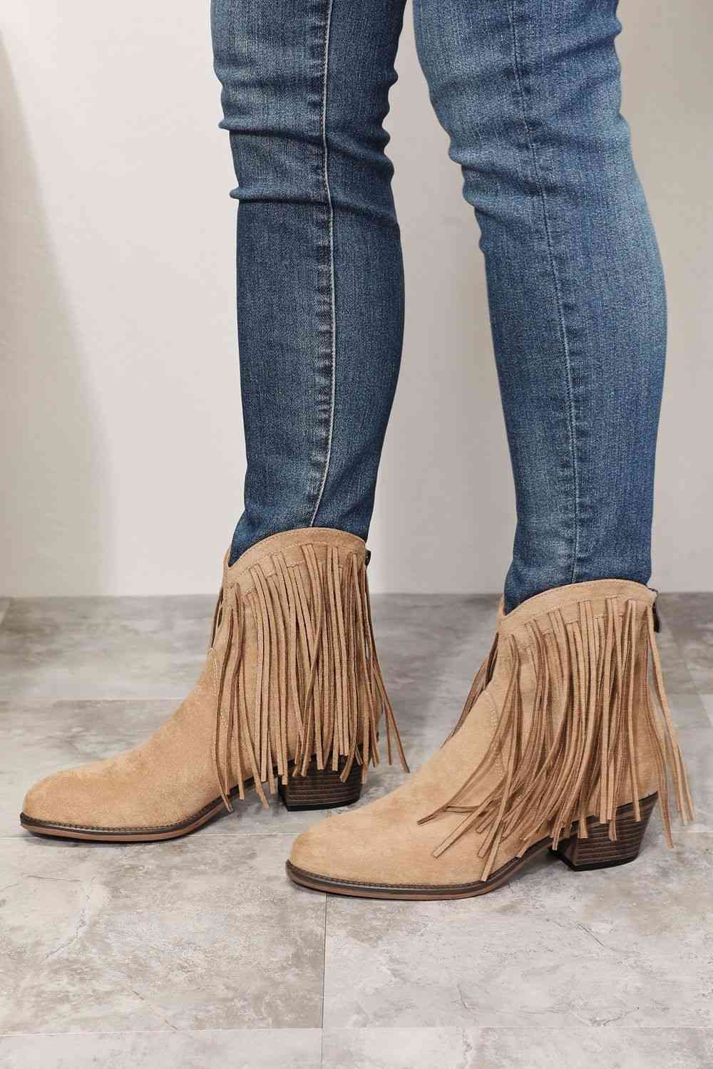 Fringe Western Ankle Boots