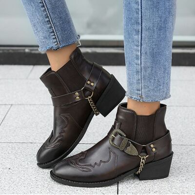 Vegan Leather Strapped Boots