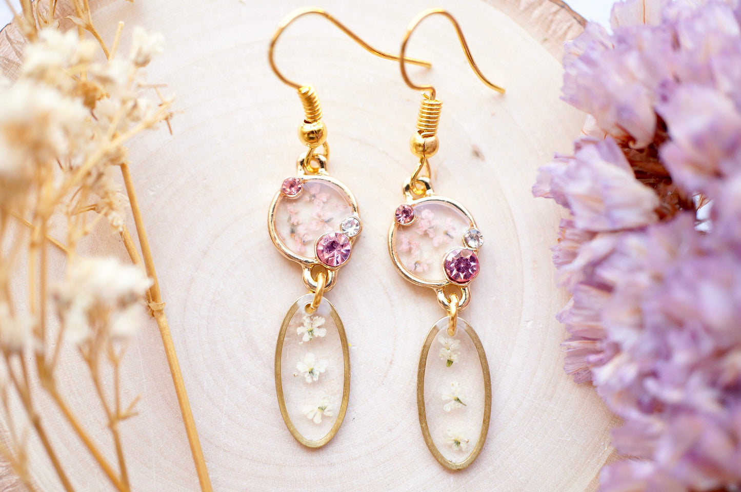Gold Drops in Pink and White
