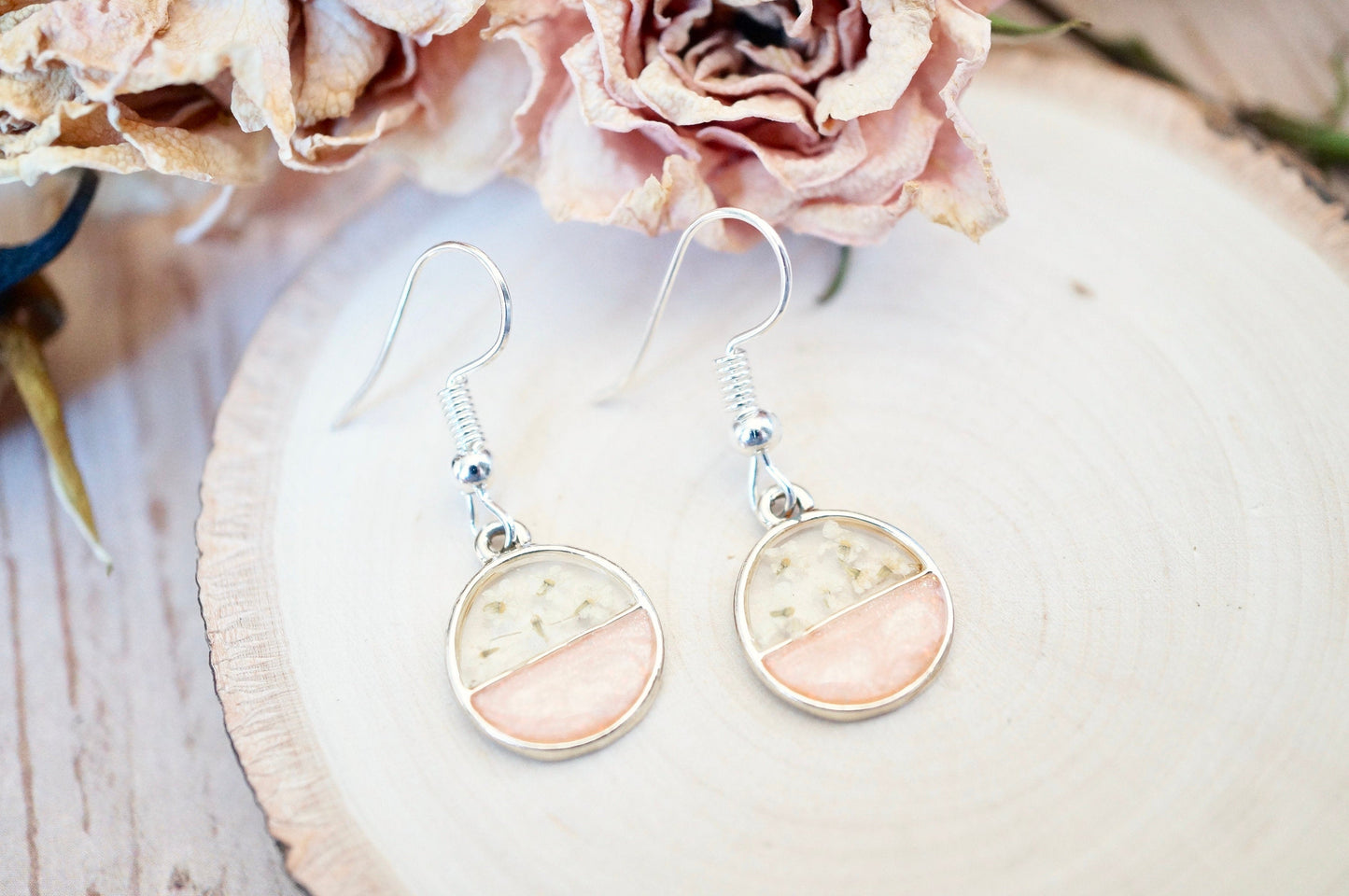 Real Dried Flowers and Resin Earrings