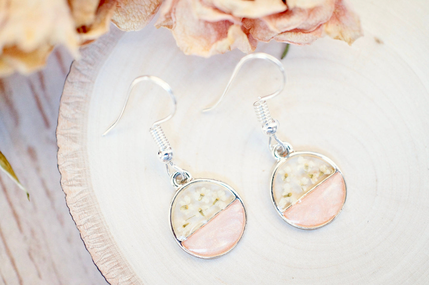 Real Dried Flowers and Resin Earrings