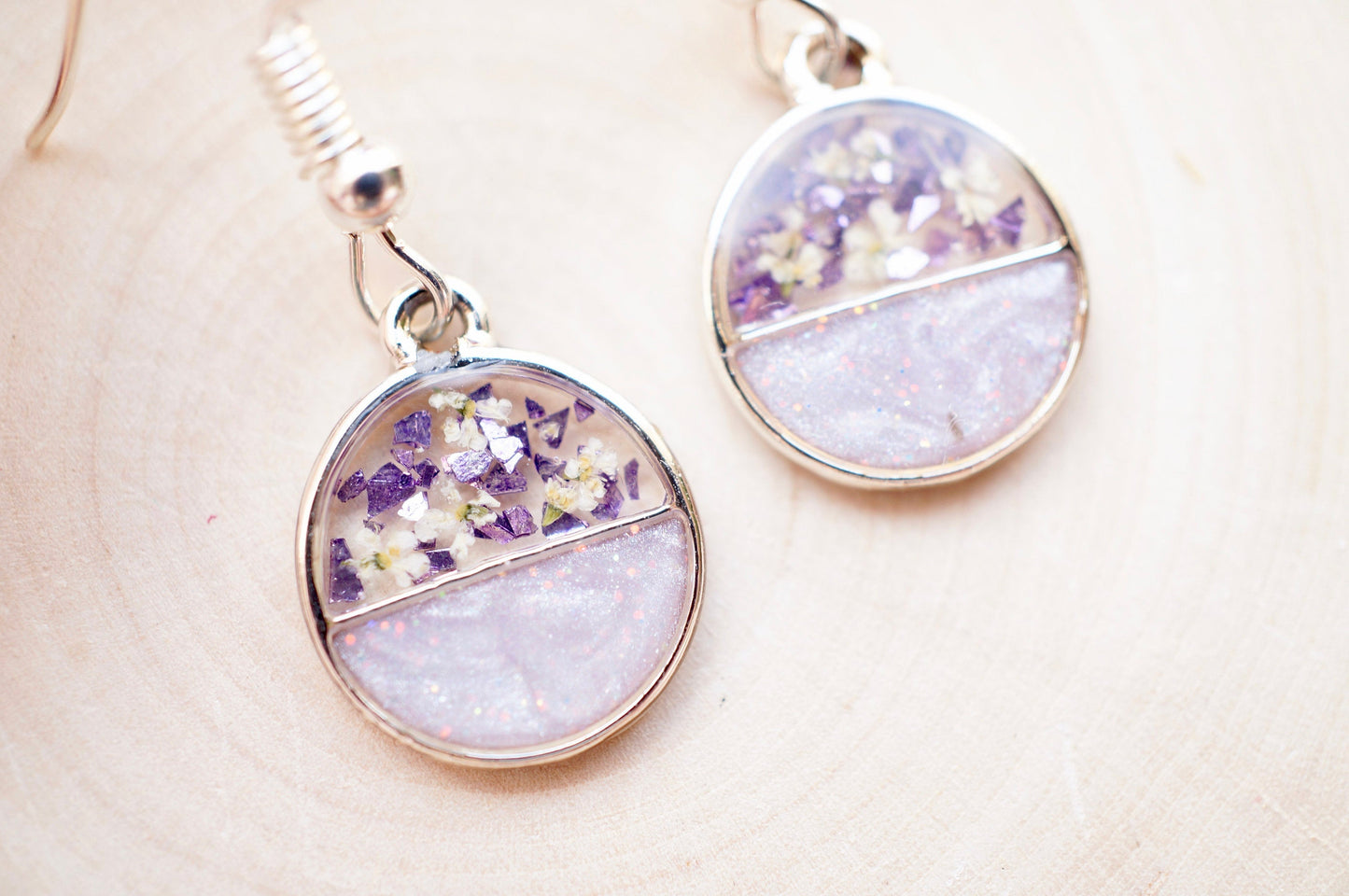 Real Dried Flowers and Resin Earrings