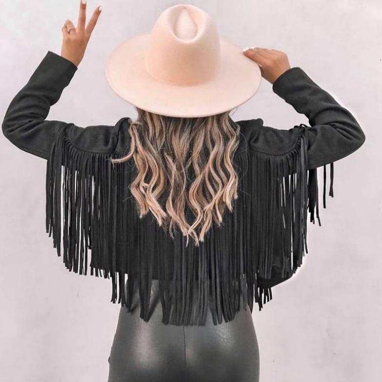 Faux Suede Fringe Motorcycle Jacket