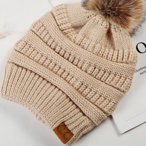 Fleece-Lined Knit Beanie with Pom