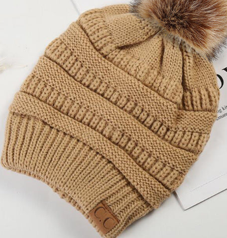 Fleece-Lined Knit Beanie with Pom