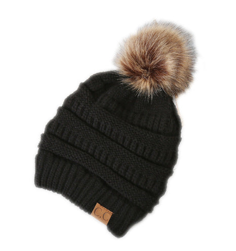 Fleece-Lined Knit Beanie with Pom