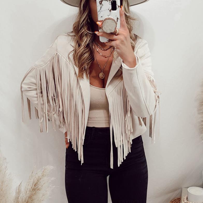 Faux Suede Fringe Motorcycle Jacket