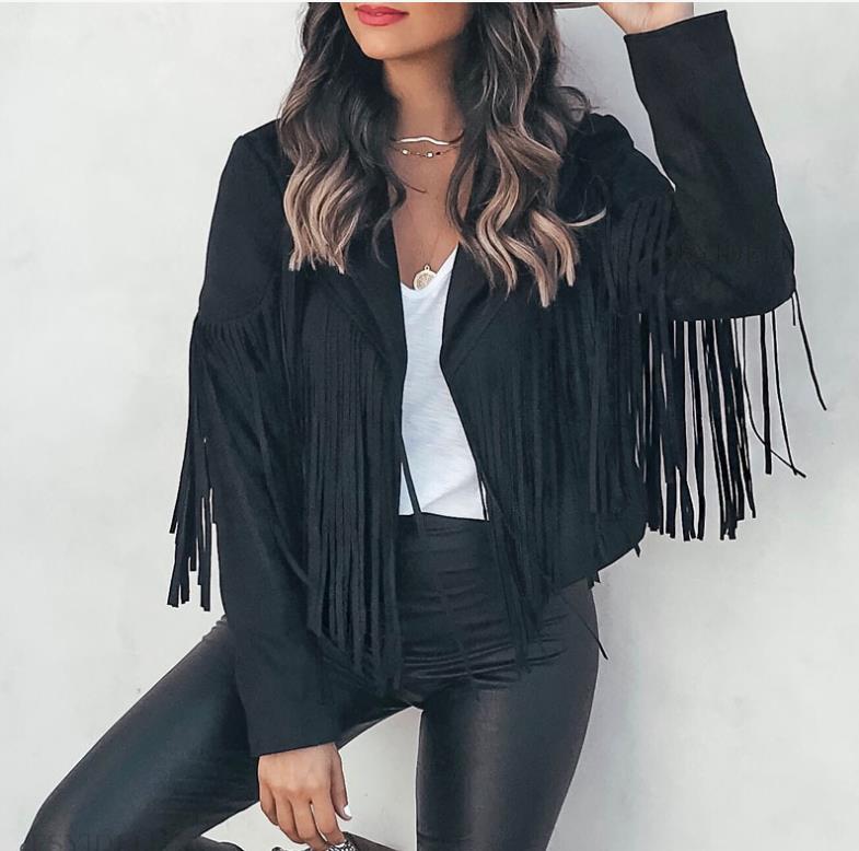 Faux Suede Fringe Motorcycle Jacket