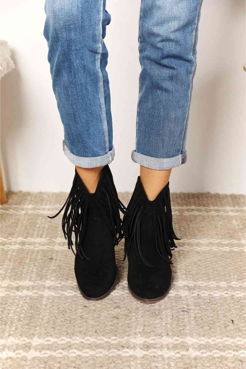 Fringe Western Ankle Boots