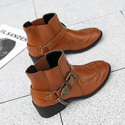 Vegan Leather Strapped Boots