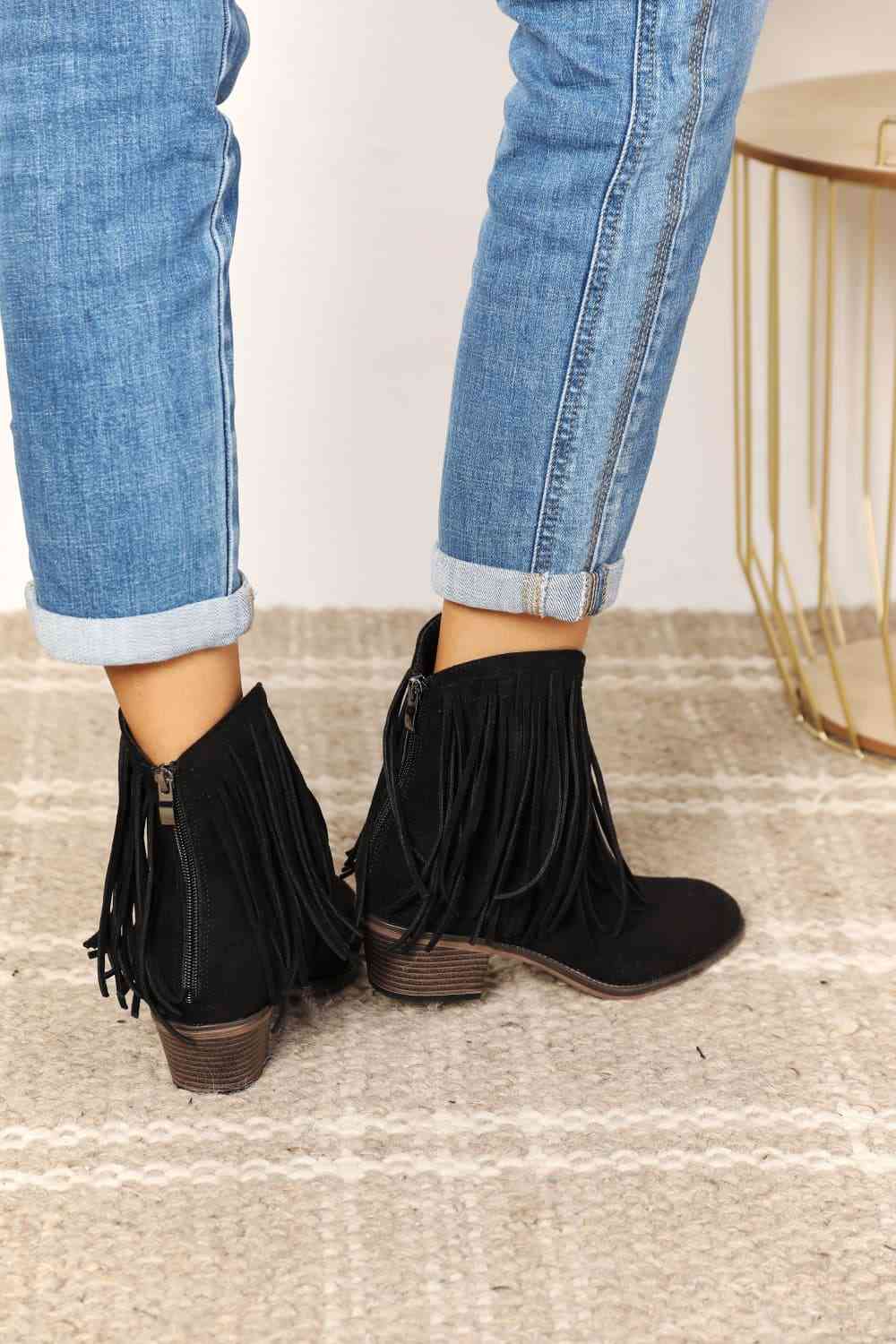 Fringe Western Ankle Boots