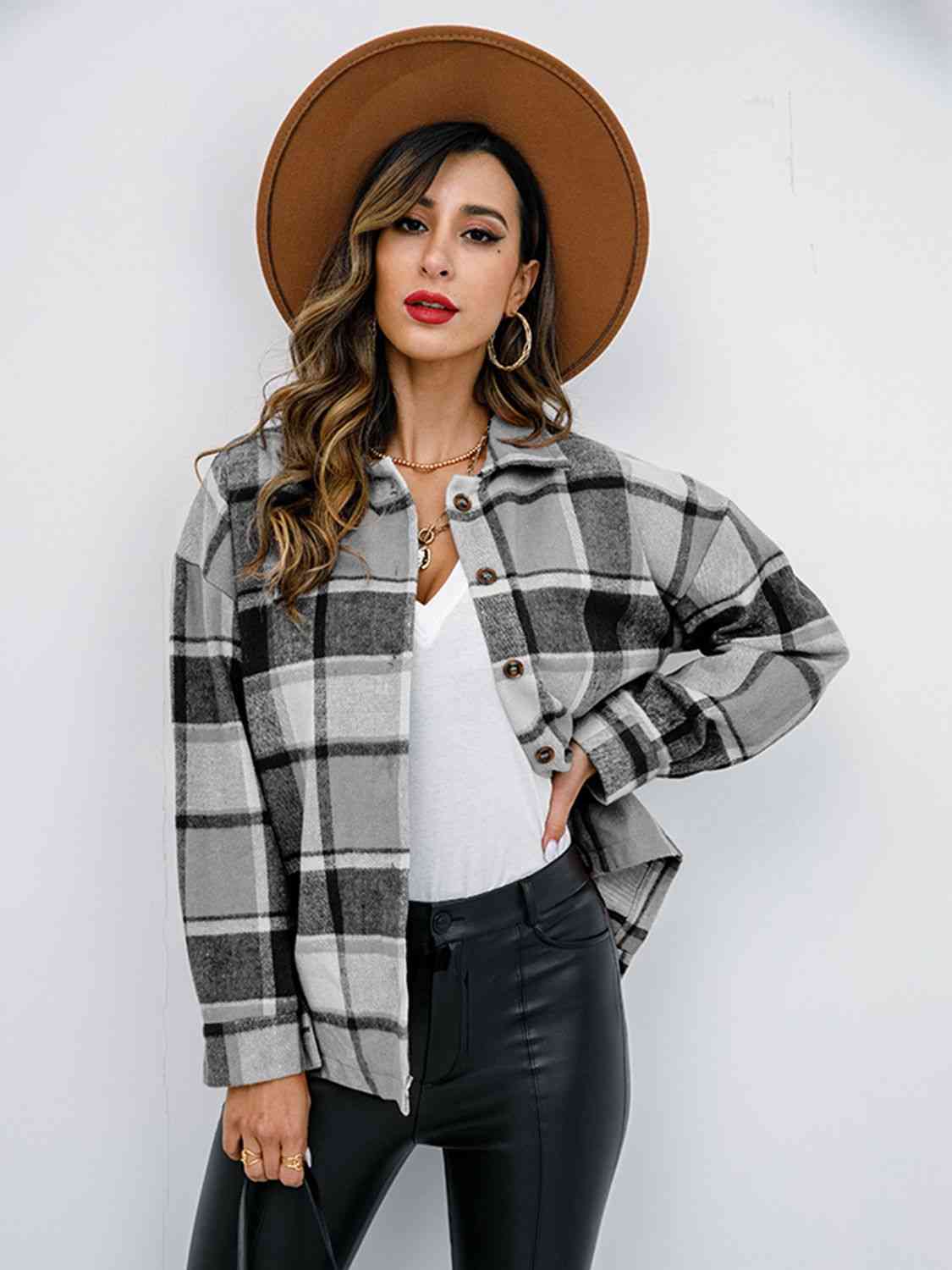 Plaid Button Up Jacket