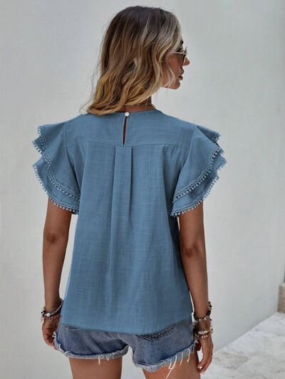Ruffled Cap Sleeve Blouse