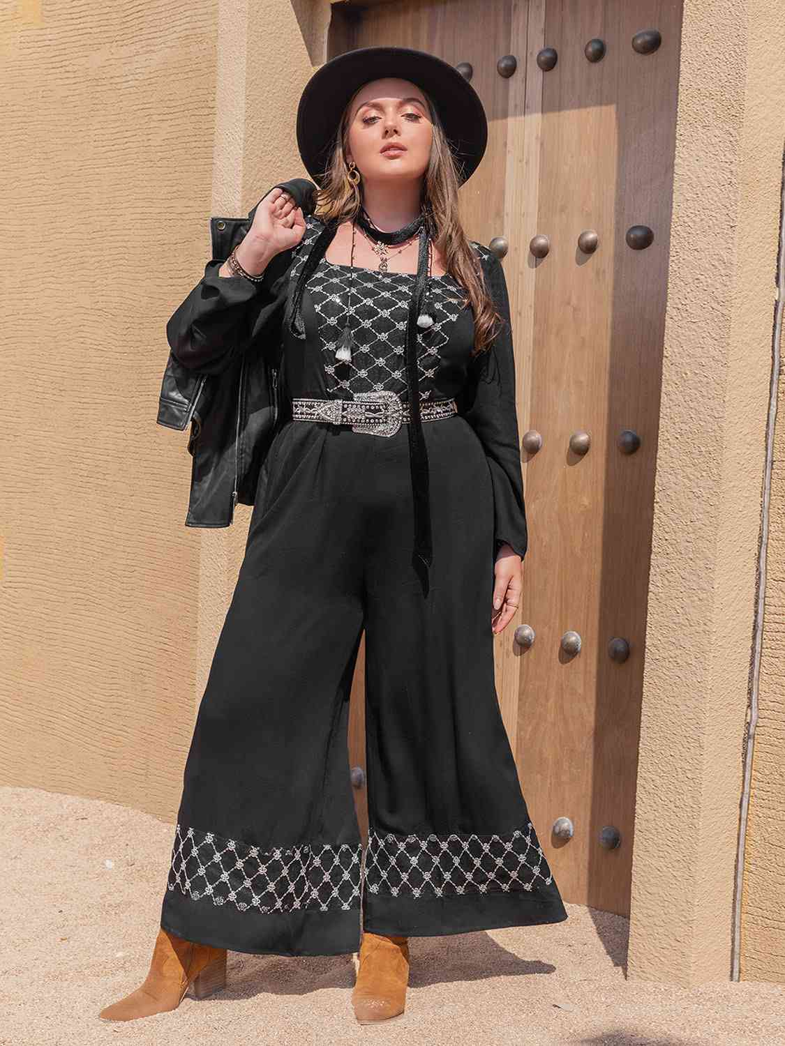 Plus Size Embroided Jumpsuit