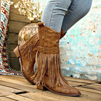 Studded Fringe Boots