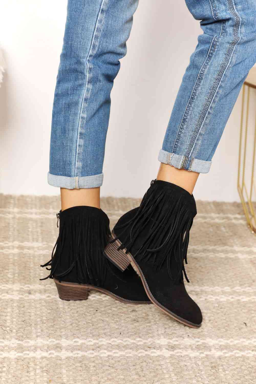 Fringe Western Ankle Boots