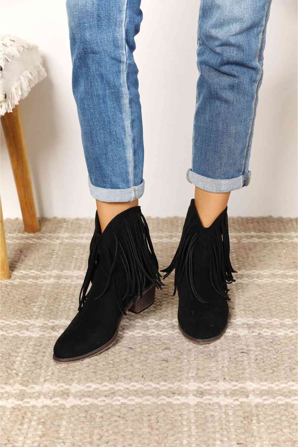 Fringe Western Ankle Boots