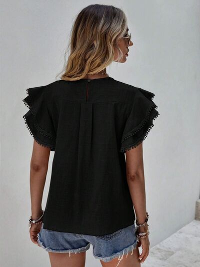 Ruffled Cap Sleeve Blouse