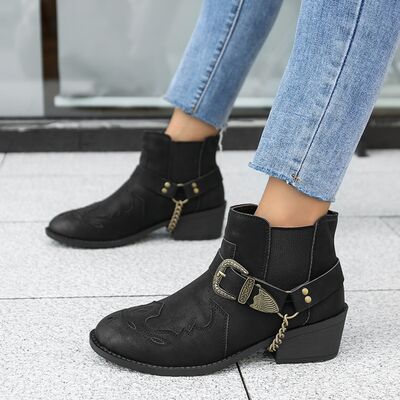 Vegan Leather Strapped Boots
