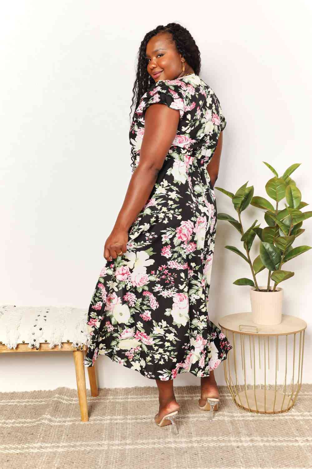 Floral Tie-Waist Split Dress