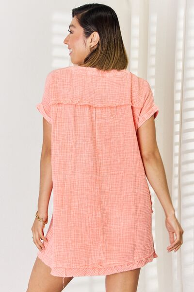 Washed Rolled Short Sleeve Dress