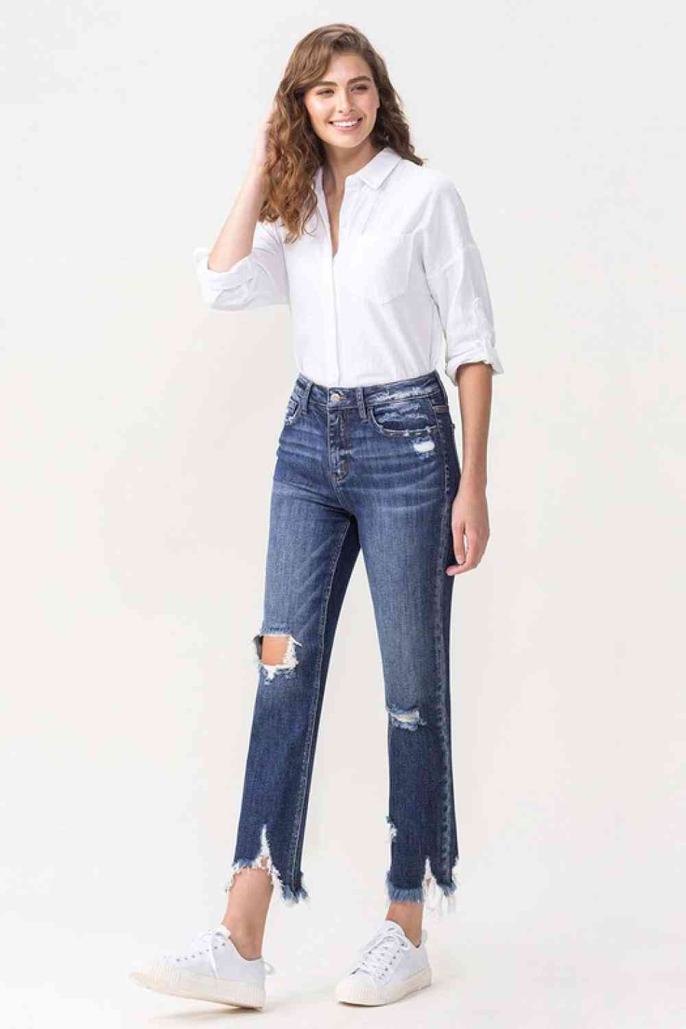 High Rise Crop Straight Leg Jeans