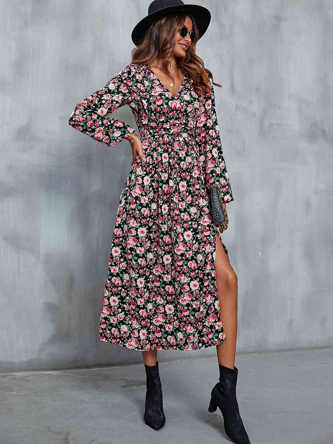 Floral Slit Midi Dress